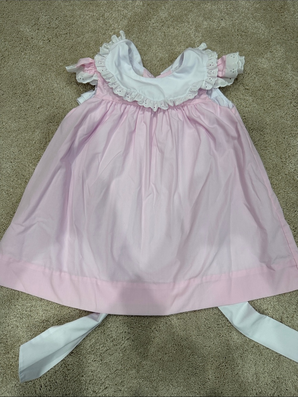 The Beaufort Bonnet Company Pink and White Girls' Pinafore Dress
